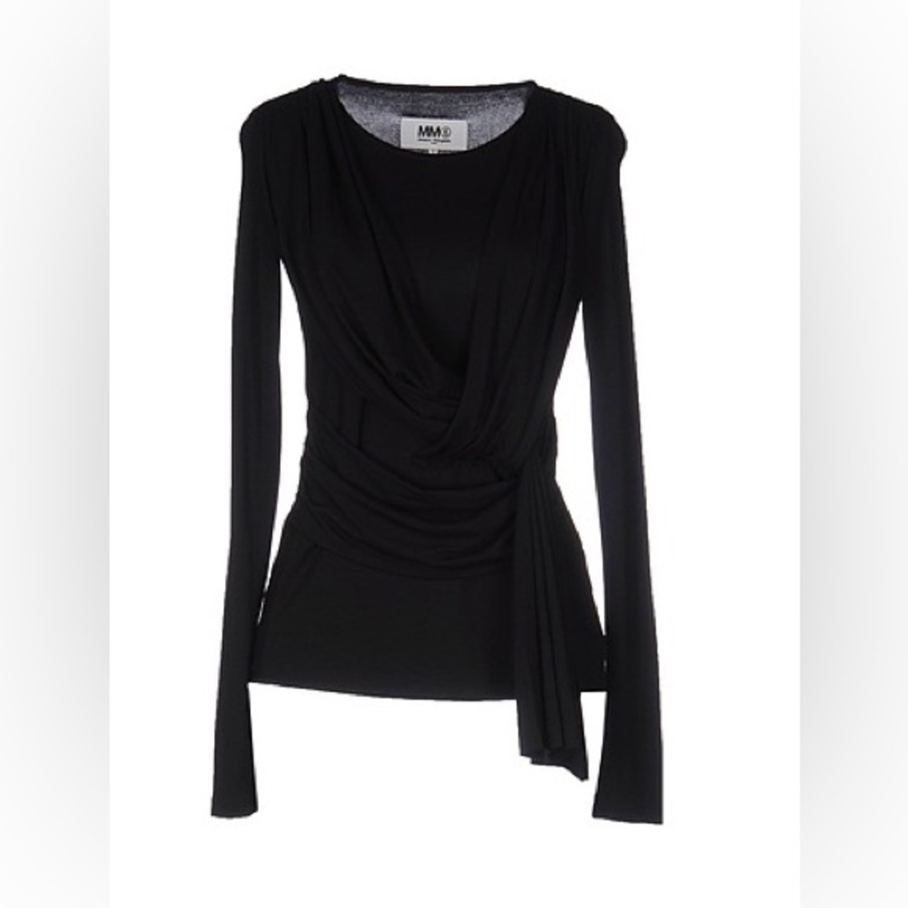 Maison Martin Margiela Black Drape Blouse